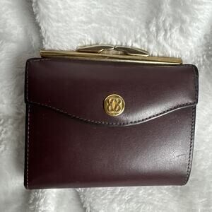 Vintage Bosca Womens Burgundy Leather Clutch Kiss Lock Bifold Wallet USA Made